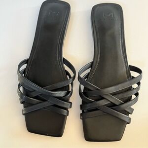 Marc Fisher Varro Women's Slide Sandals 9M Black Leather Strappy
